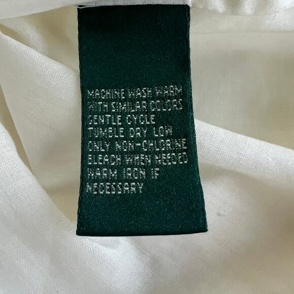 LAUREN Ralph Lauren Women’s White Embroidered Floral Trim Button Down Top Sz XL - Picture 11 of 11